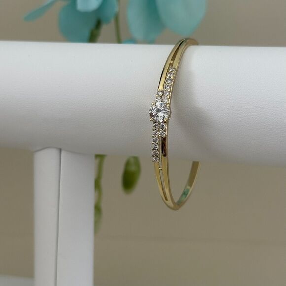 14K Gold Plated Women's Bangle Bracelet Gemstone High Quality - Picture 3 of 7